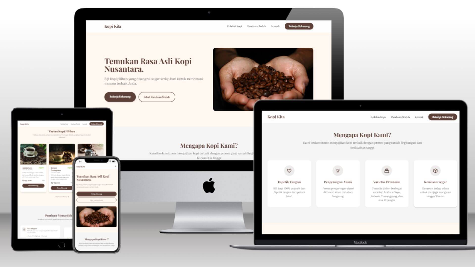 Landing page Kopi Kita - Menu digital dan sistem pemesanan untuk kedai kopi lokal