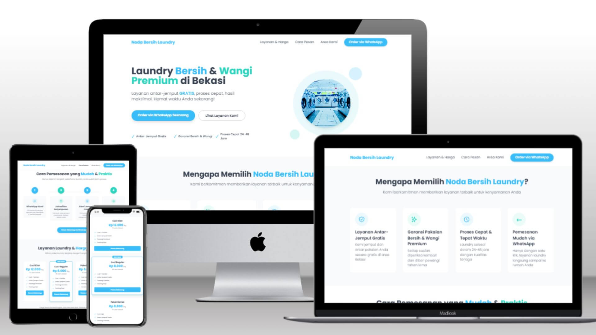 Landing page Noda Bersih Laundry - Landing page untuk jasa laundry dengan sistem booking online via whatsapp